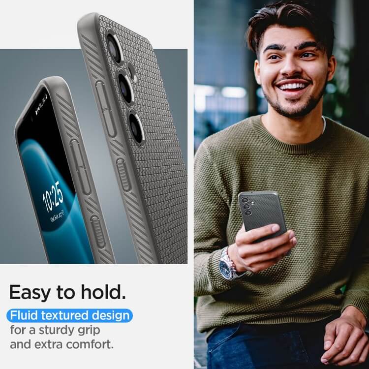 Противоударен Силиконов Калъф за Samsung S24, Spigen Liquid Air Case, Сив (9)