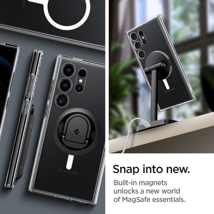 Magsafe Противоударен Калъф за Samsung S24 Ultra, Spigen Ultra Hybrid Case, Бял (9)