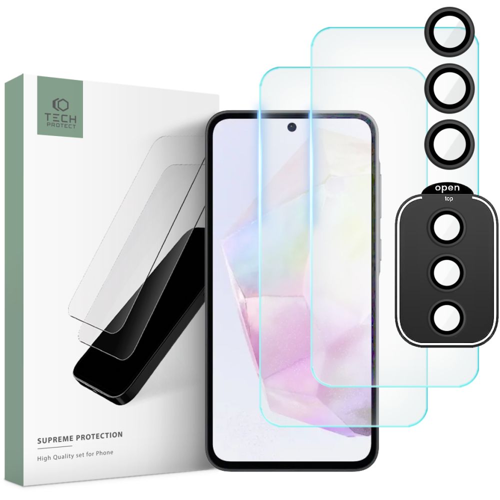 Стъклен Протектор за Екран и Камера 3бр. за Samsung A35, Tech-Protect Tempered Glass & Cam, Прозрачен