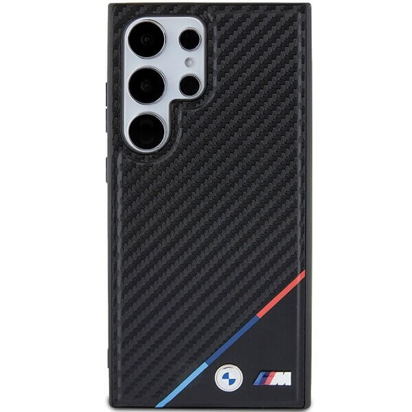 Magsafe Карбонов Калъф за Samsung S24 Ultra, BMW Tricolor Line Case, Черен (5)