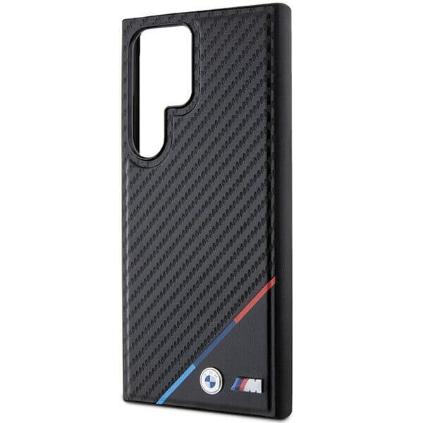 Magsafe Карбонов Калъф за Samsung S24 Ultra, BMW Tricolor Line Case, Черен (3)