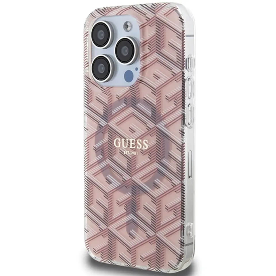 Magsafe Калъф за iPhone 15 Pro Max, Guess IML GCube Hard Case, Прозрачен (3)