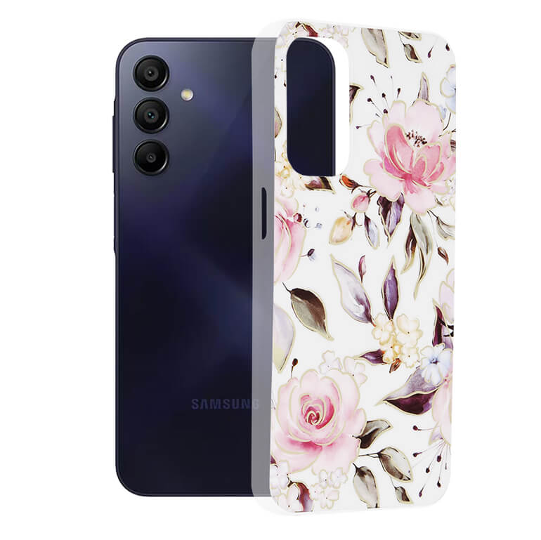 Дамски Калъф за Samsung A55, GKK Elegant Flower Case, Бял