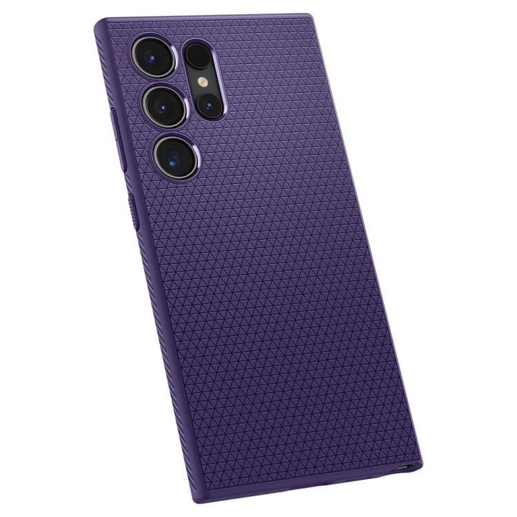 Противоударен Силиконов Калъф за Samsung S24 Ultra, Spigen Liquid Air Case, Тъмно Лилав (5)