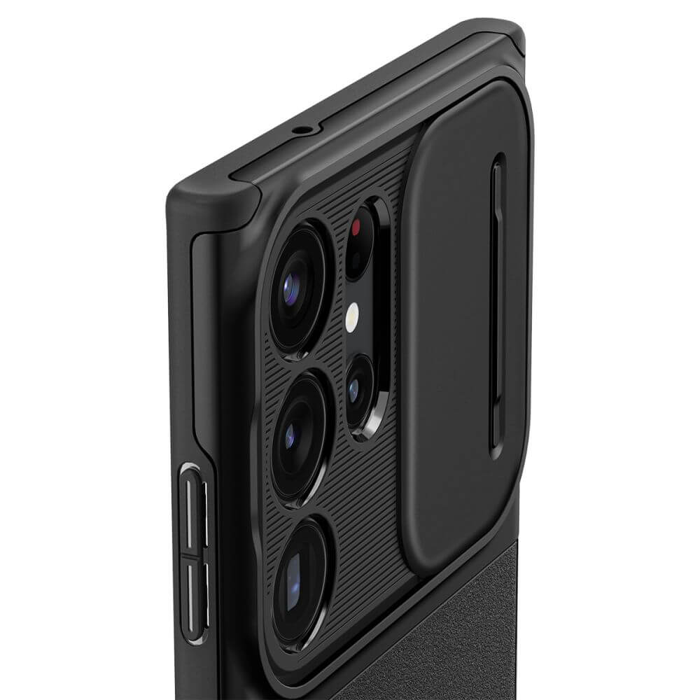 Калъф с Камерен Предпазител за Samsung S24 Ultra, Spigen Optik Armor Case, Черен (6)