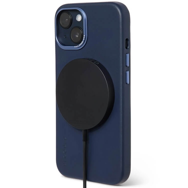 Magsafe Калъф от Естествена Кожа за iPhone 14 Pro, Decoded Leather Case, Син (3)
