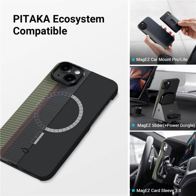 Magsafe Тънък Калъф за iPhone 14, Pitaka MagEZ 3 Case, Черен (5)
