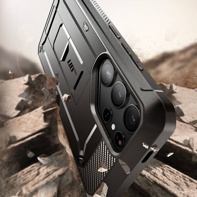 Противоударен Калъф 3в1 за Samsung S24 Ultra, Supcase Unicorn Beetle Pro Set, Черен (4)