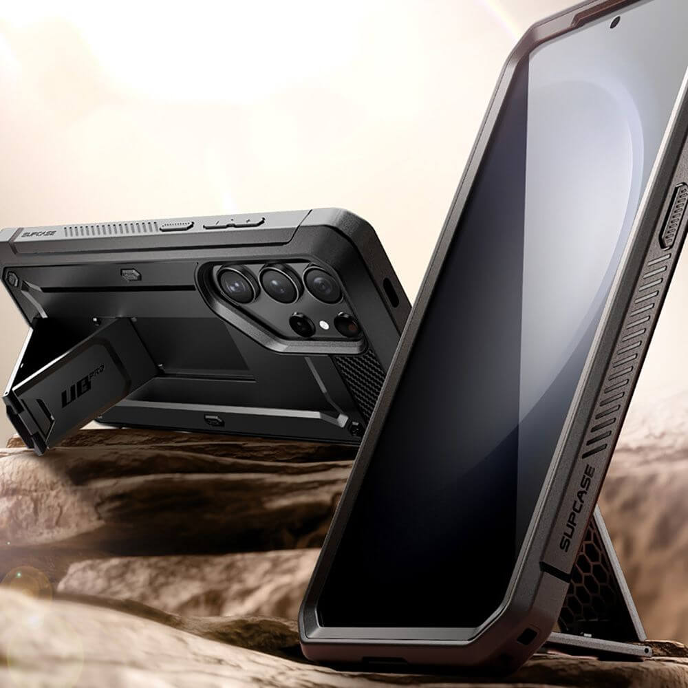 Противоударен Калъф 3в1 за Samsung S24 Ultra, Supcase Unicorn Beetle Pro Set, Черен (5)