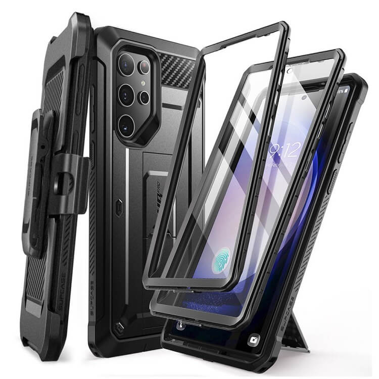 Противоударен Калъф 3в1 за Samsung S24 Ultra, Supcase Unicorn Beetle Pro Set, Черен