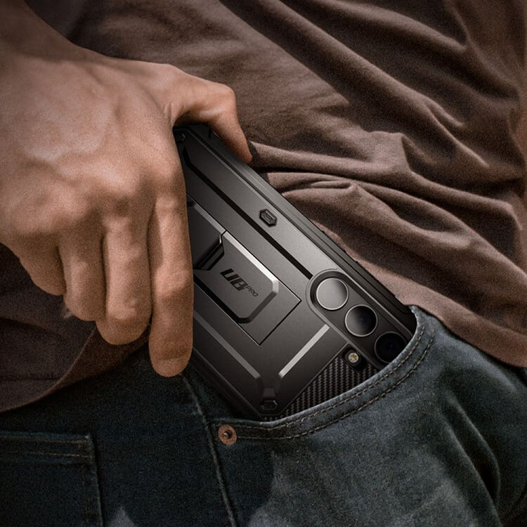 Противоударен Калъф 3в1 за Samsung S24, Supcase Unicorn Beetle Pro Set, Черен (7)