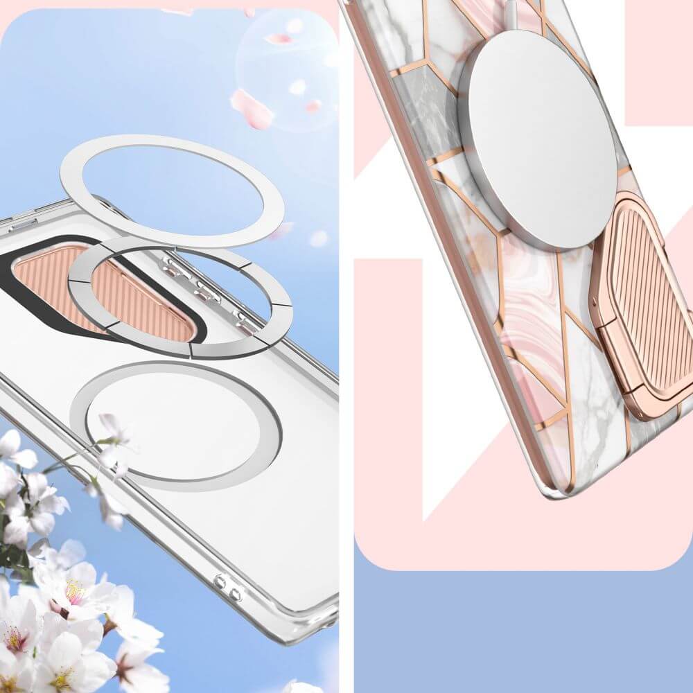 Magsafe Дамски Калъф за Samsung S24 Ultra, Supcase Iblsn Cosmo Marble, Розов (5)
