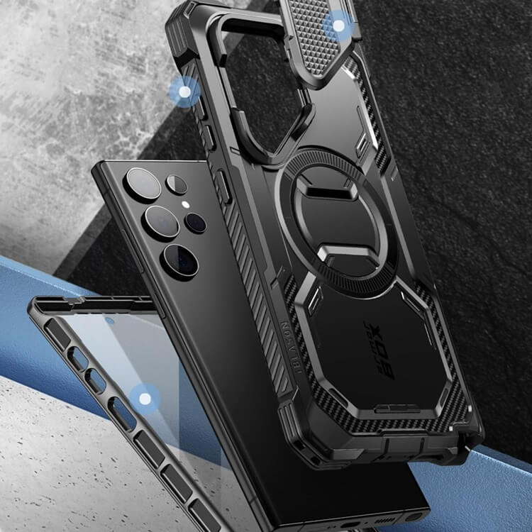 Magsafe Противоударен Калъф за Samsung S24 Ultra, Supcase Iblsn Mag ArmorBox, Черен (4)
