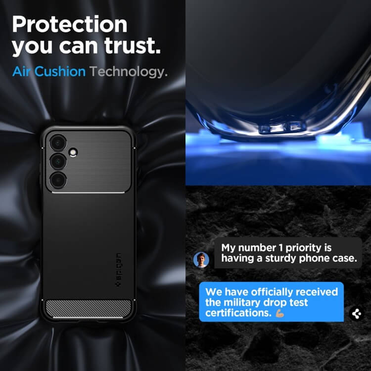 Противоударен Силиконов Калъф за Samsung A25, Spigen Rugged Armor Case, Черен (8)