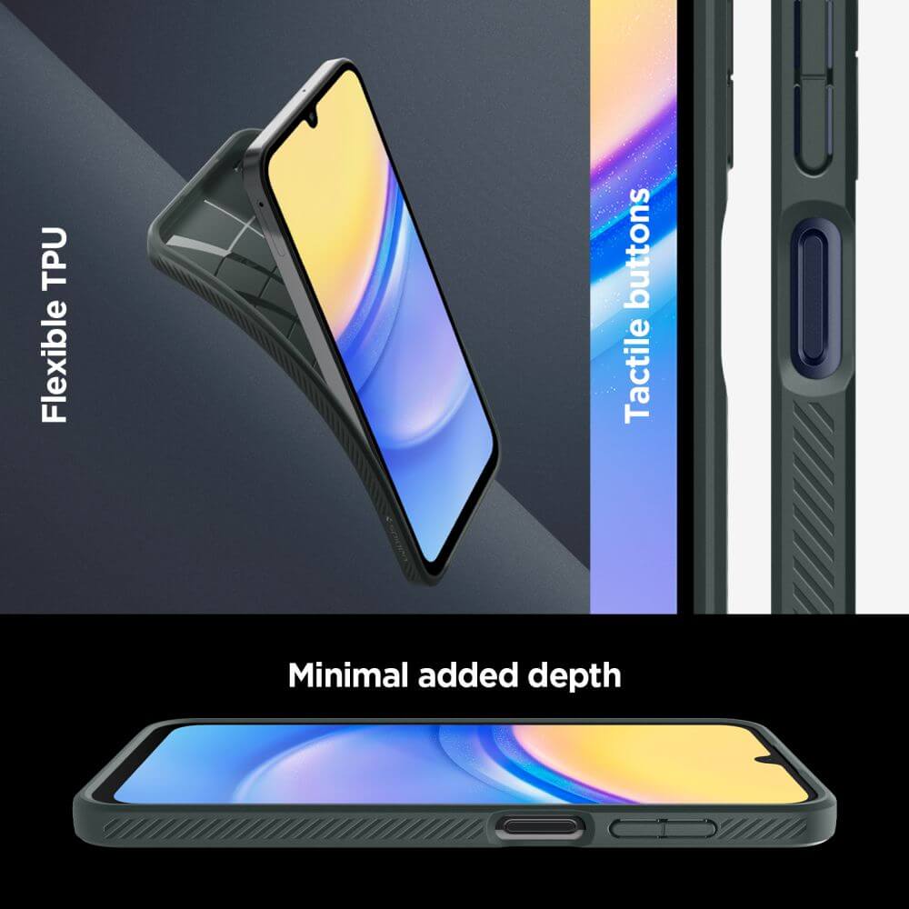 Противоударен Силиконов Калъф за Samsung A15, Spigen Liquid Air Case, Зелен (10)