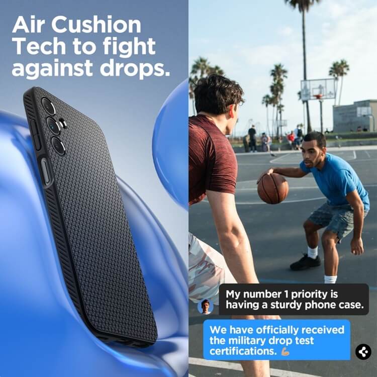 Противоударен Силиконов Калъф за Samsung A15, Spigen Liquid Air Case, Черен (8)