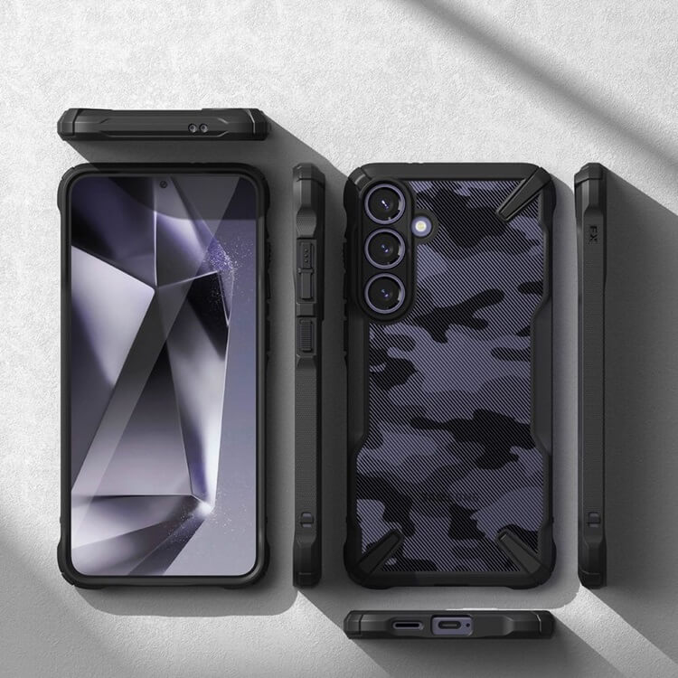 Противоударен Хибриден Калъф за Samsung S24, Ringke Fusion X Camouflage Case, Черен (6)