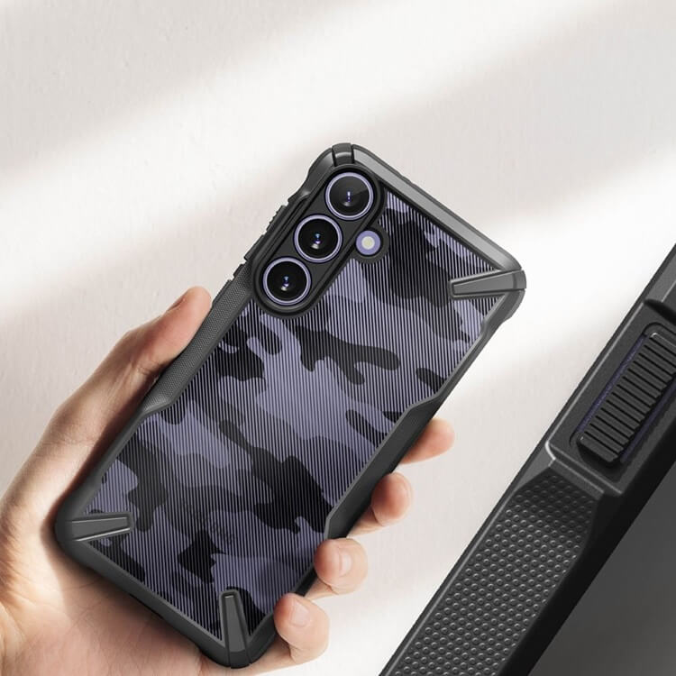 Противоударен Хибриден Калъф за Samsung S24 Plus, Ringke Fusion X Camouflage Case, Черен (7)