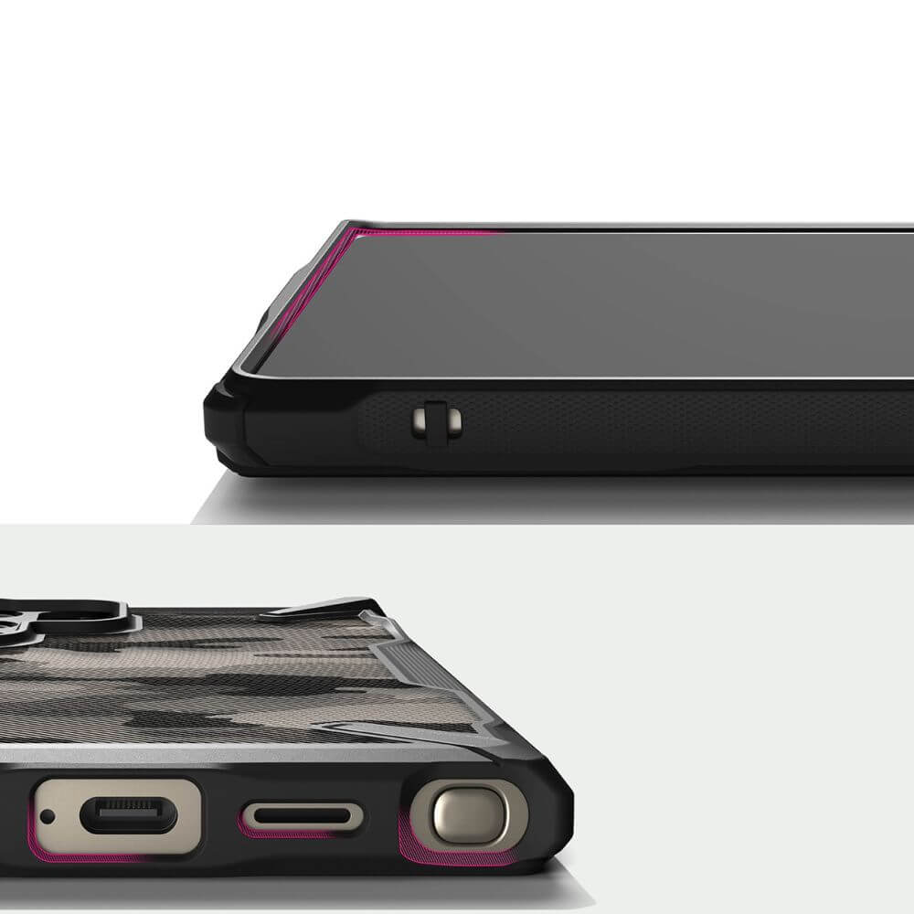 Противоударен Хибриден Калъф за Samsung S24 Ultra, Ringke Fusion X Camouflage Case, Черен (4)
