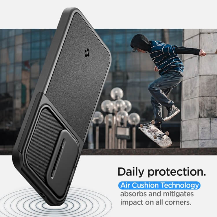 Калъф с Камерен Предпазител за Samsung S24, Spigen Optik Armor Case, Черен (10)