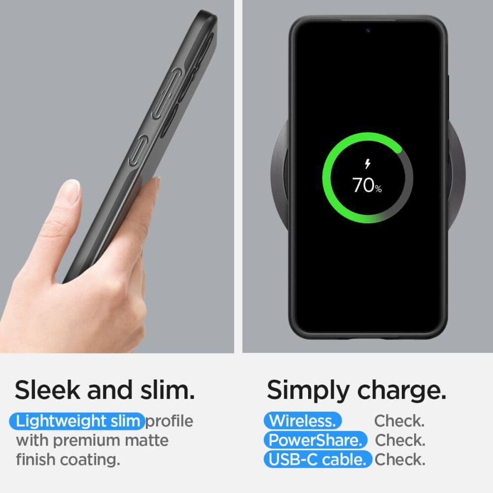 Противоударен Калъф за Samsung S24, Spigen Thin Fit Case, Черен (8)