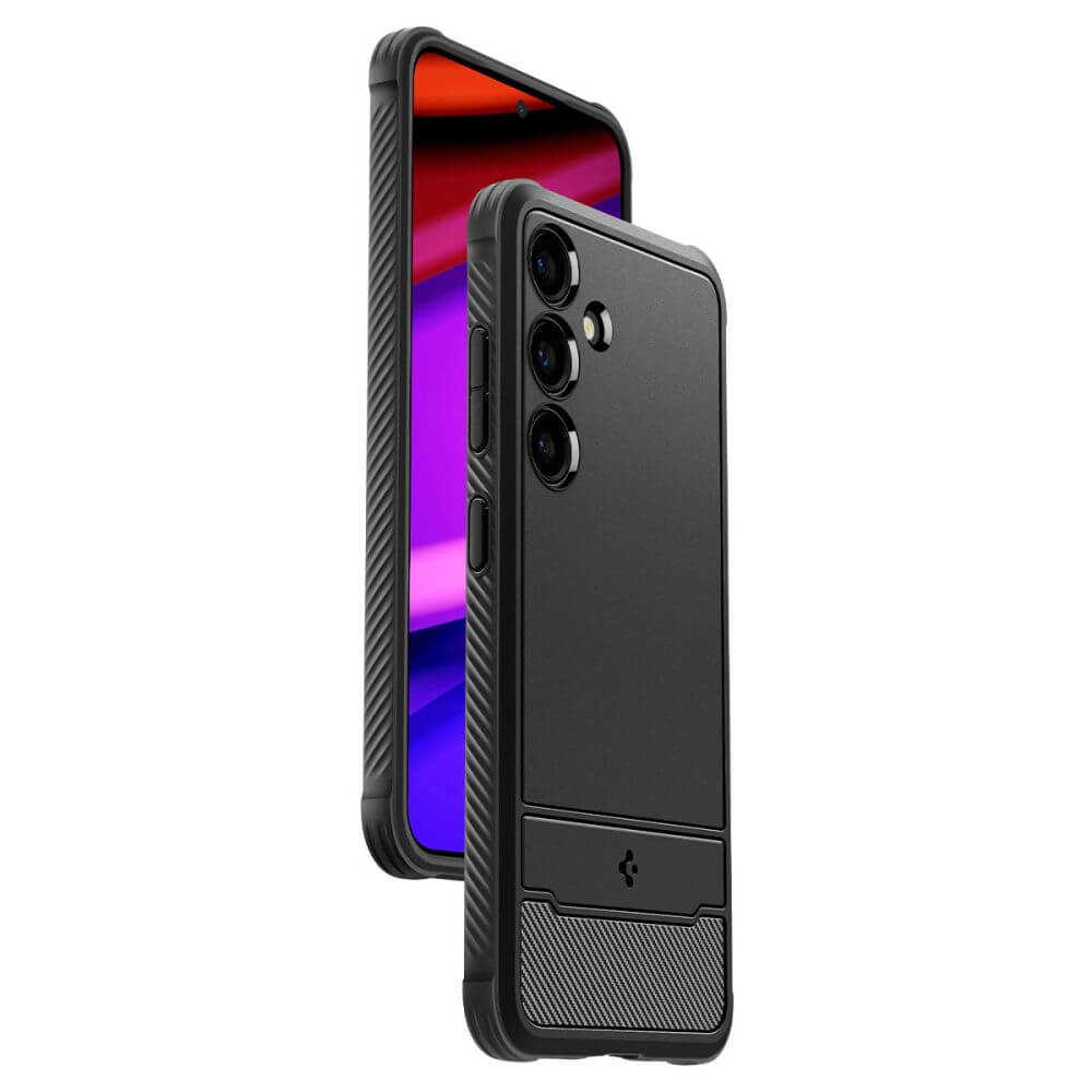 Противоударен Силиконов Калъф за Samsung S24, Spigen Rugged Armor Case, Черен (6)