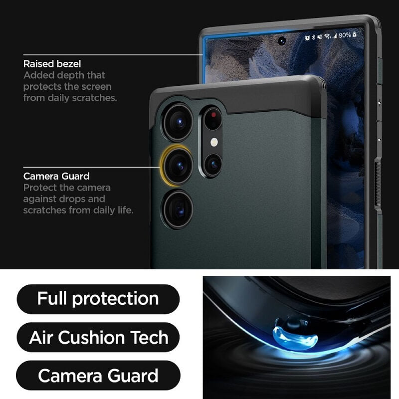 Противоударен Хибриден Калъф за Samsung S24 Ultra, Spigen Tough Armor Case, Зелен (8)