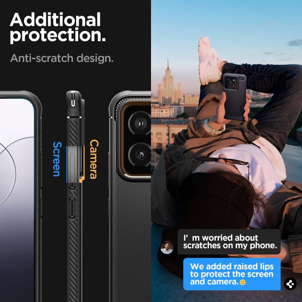 Противоударен Силиконов Калъф за Xiaomi 14, Spigen Rugged Armor Case, Черен (9)