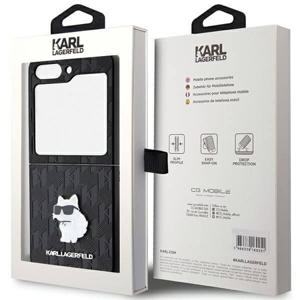 Калъф за Samsung Z Flip 5, Karl Lagerfeld Saffiano Mono Choupette PIN Case, Черен (8)
