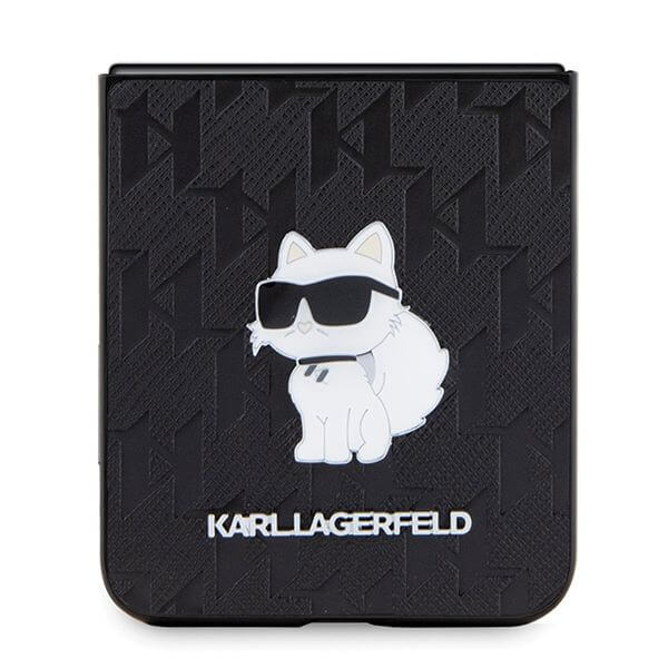Калъф за Samsung Z Flip 5, Karl Lagerfeld Saffiano Mono Choupette PIN Case, Черен (5)