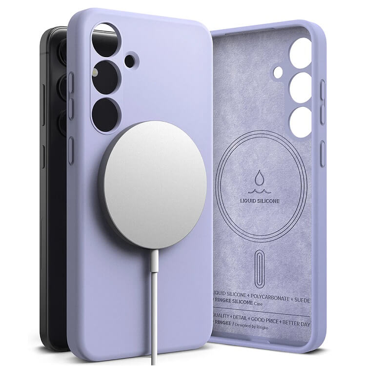 Magsafe Калъф за Samsung S24, Ringke Silicone Magnetic Case, Лилав
