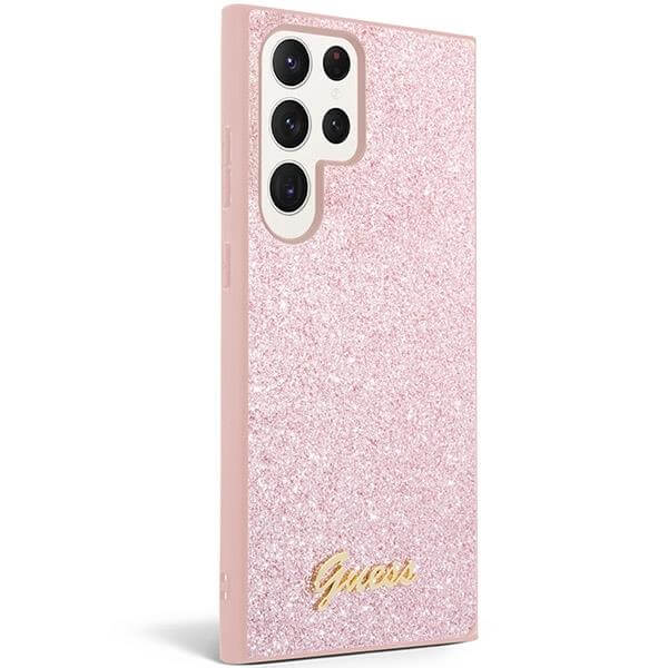Луксозен Калъф за Samsung S24 Ultra, Guess Glitter Case, Розов (3)