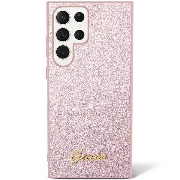 Луксозен Калъф за Samsung S24 Ultra, Guess Glitter Case, Розов (2)