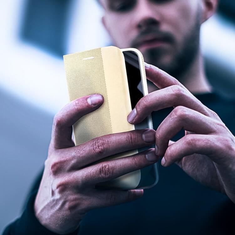 Луксозен Калъф за Samsung S24 Ultra, Sensitive Book Case, Златист (5)