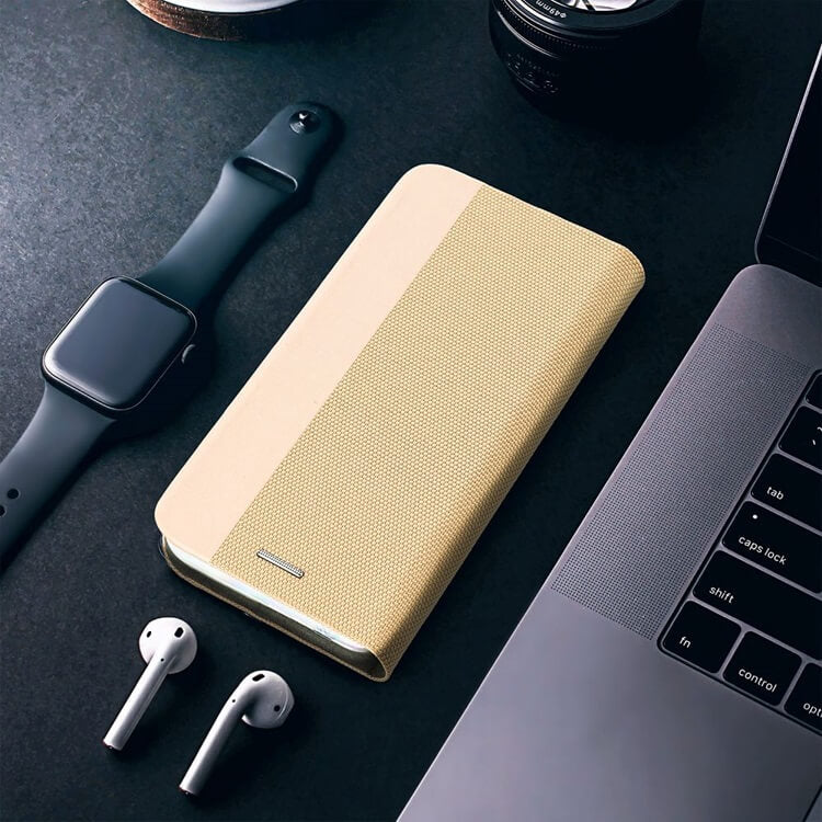 Луксозен Калъф за Samsung S24 Ultra, Sensitive Book Case, Златист (4)