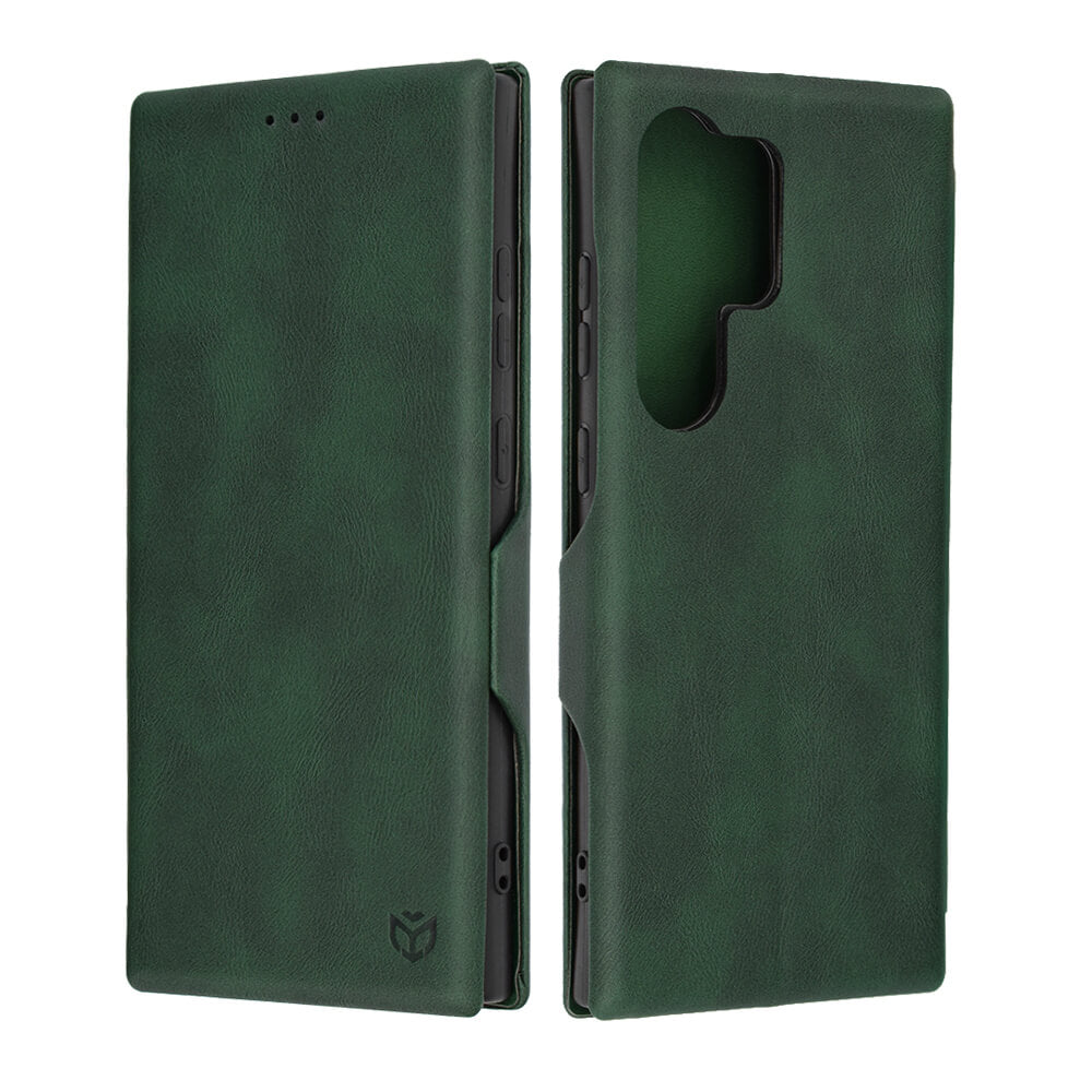 Кожен Калъф за Samsung S24 Ultra, Tech-Protect Techsuit Safe Book Case, Зелен