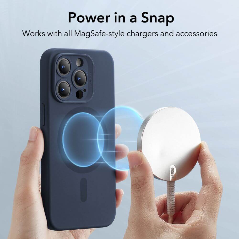 Magsafe Силиконов Калъф за iPhone 15 Pro Max, ESR Cloud Magnetic Case, Син (4)