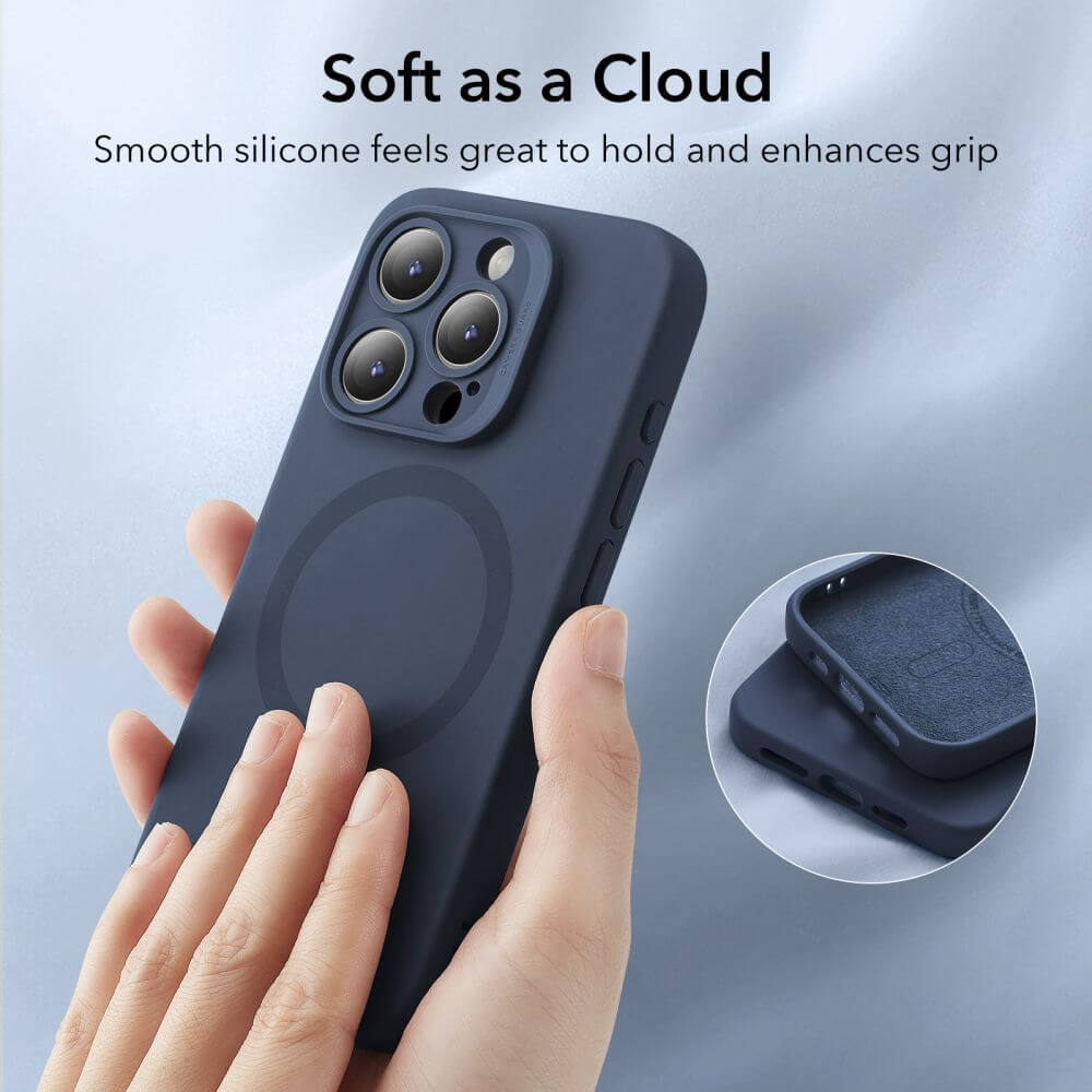 Magsafe Силиконов Калъф за iPhone 15 Pro Max, ESR Cloud Magnetic Case, Син (7)