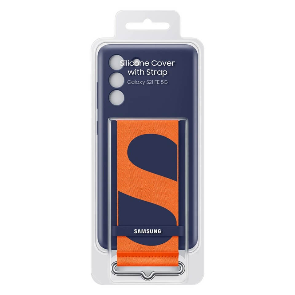 Оригинален Силиконов Калъф за Samsung S21 FE, Silicone Cover Strap Case EF-GG990TNEGWW, Син (7)