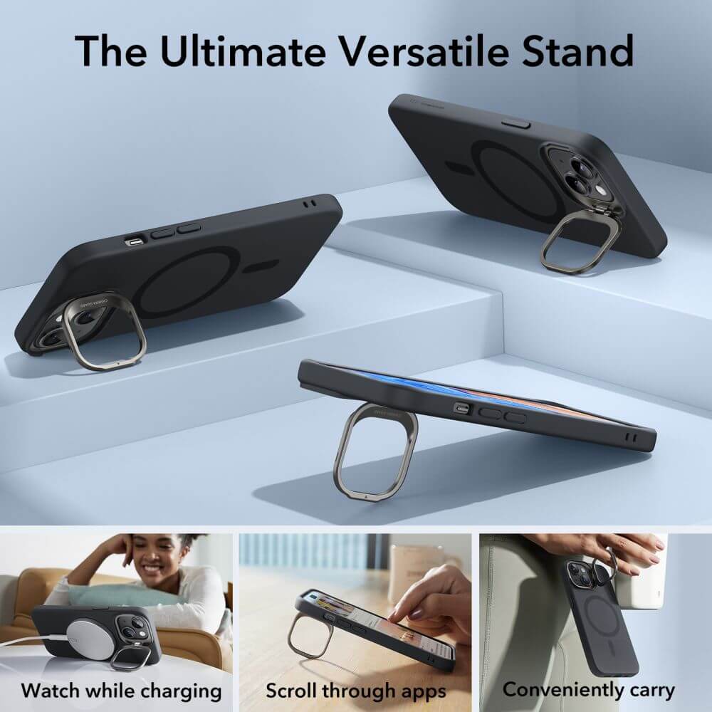 Magsafe Калъф с Поставка за iPhone 15, ESR Cloud Magnetic KickStand Case, Черен (8)