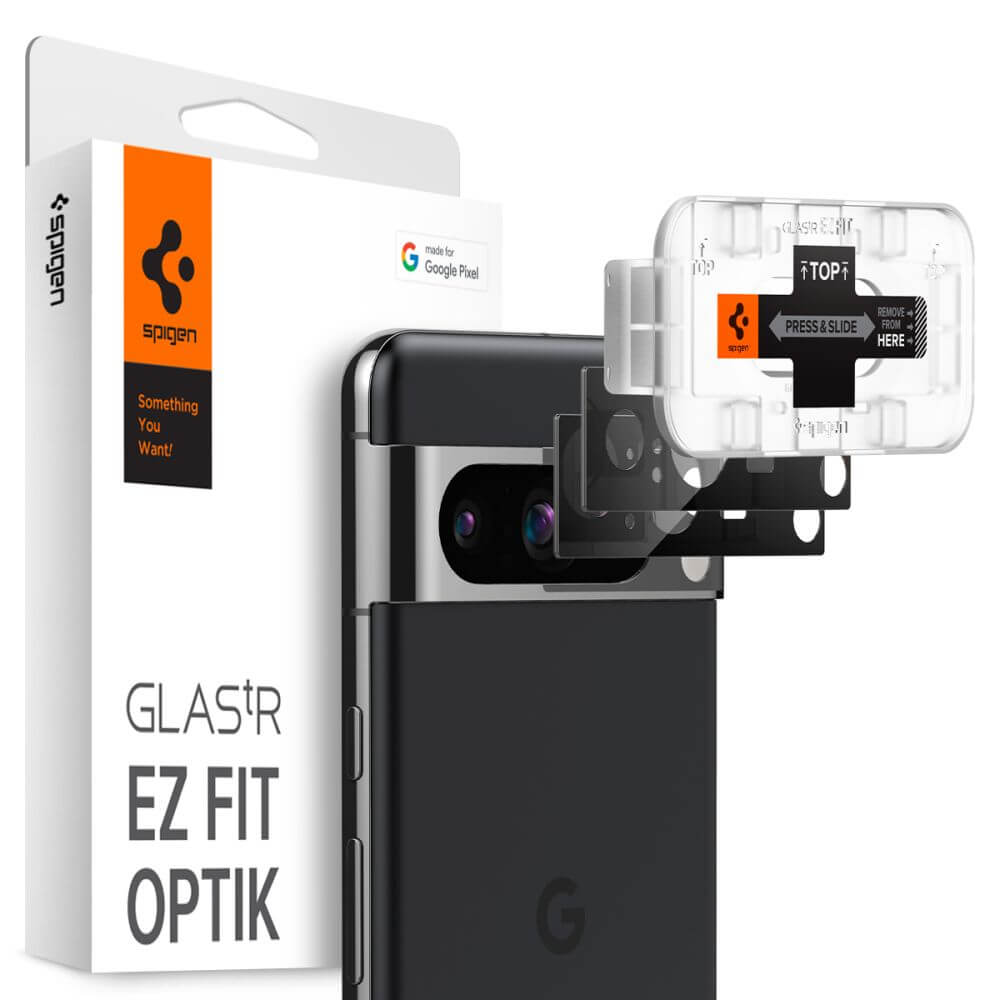 Стъклен Протектор за Камерата на Google Pixel 8, Spigen Optic Cam Glass 2бр., Черен