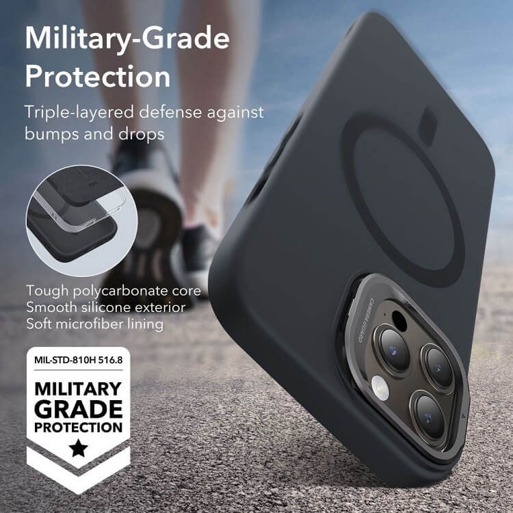 Magsafe Калъф с Поставка за iPhone 15 Pro Max, ESR Cloud Magnetic KickStand Case, Черен (5)