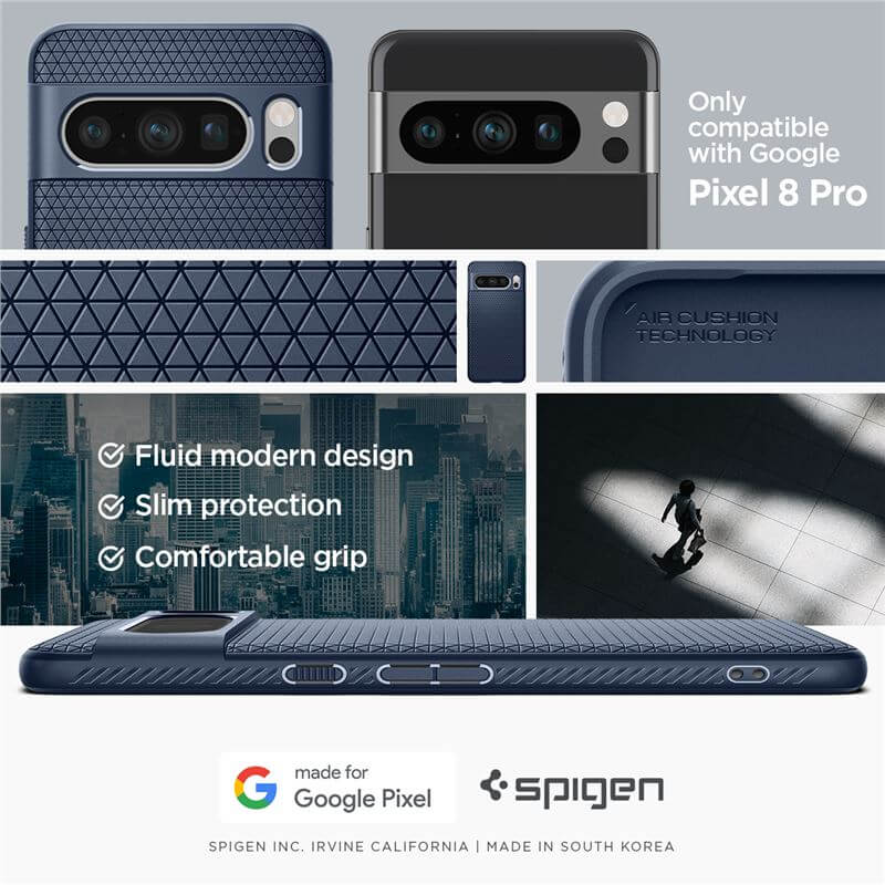 Противоударен Калъф за Google Pixel 8 Pro, Spigen Liquid Air Case, Син (7)