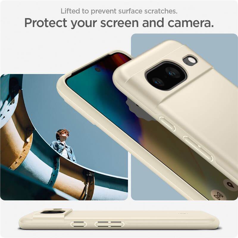 Противоударен Калъф за Google Pixel 8, Spigen Thin Fit Case, Бежов (10)