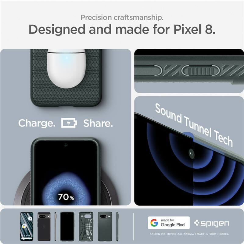 Противоударен Калъф за Google Pixel 8, Spigen Liquid Air Case, Зелен (7)