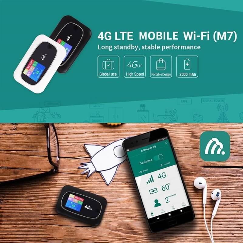 Преносим Рутер за Мобилен Интернет (Бисквита), GKK Wi-Fi 4G, Черен (5)
