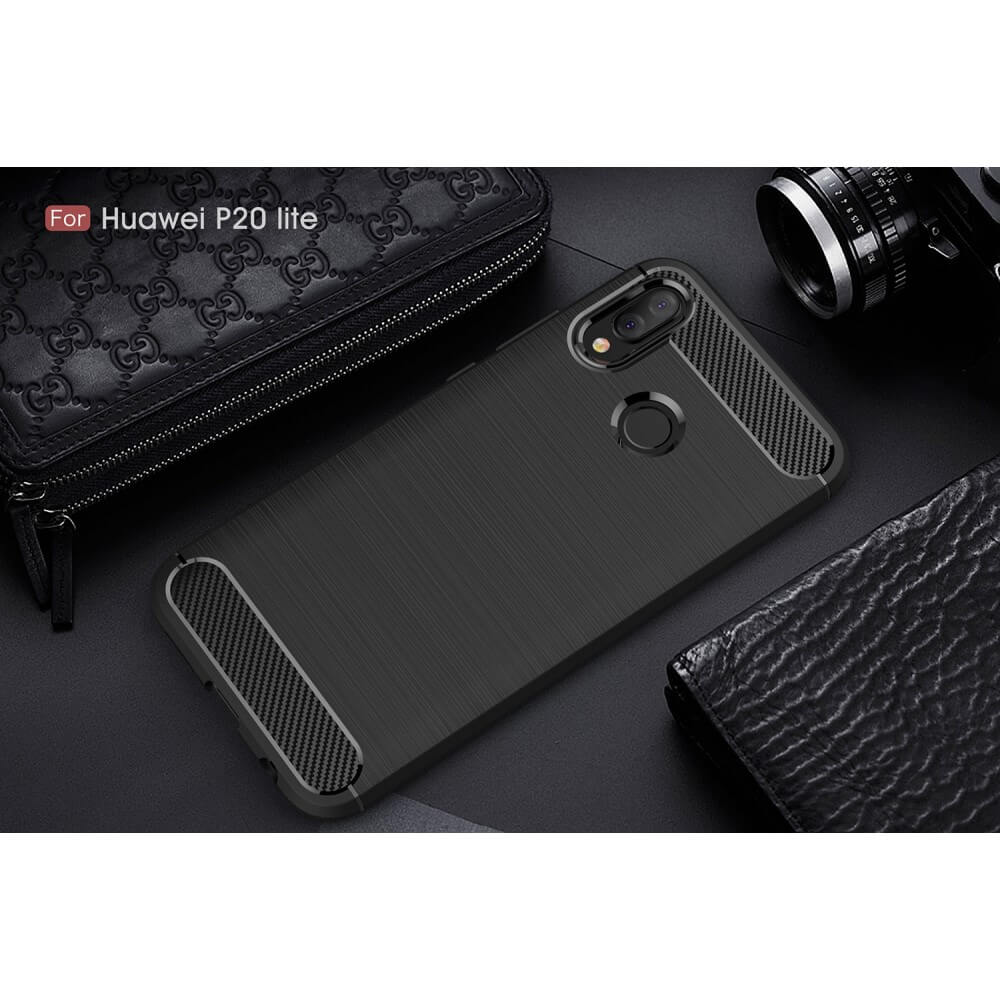 Противоударен Калъф за Huawei P20 Lite, Premium Carbon Case, Черен (2)