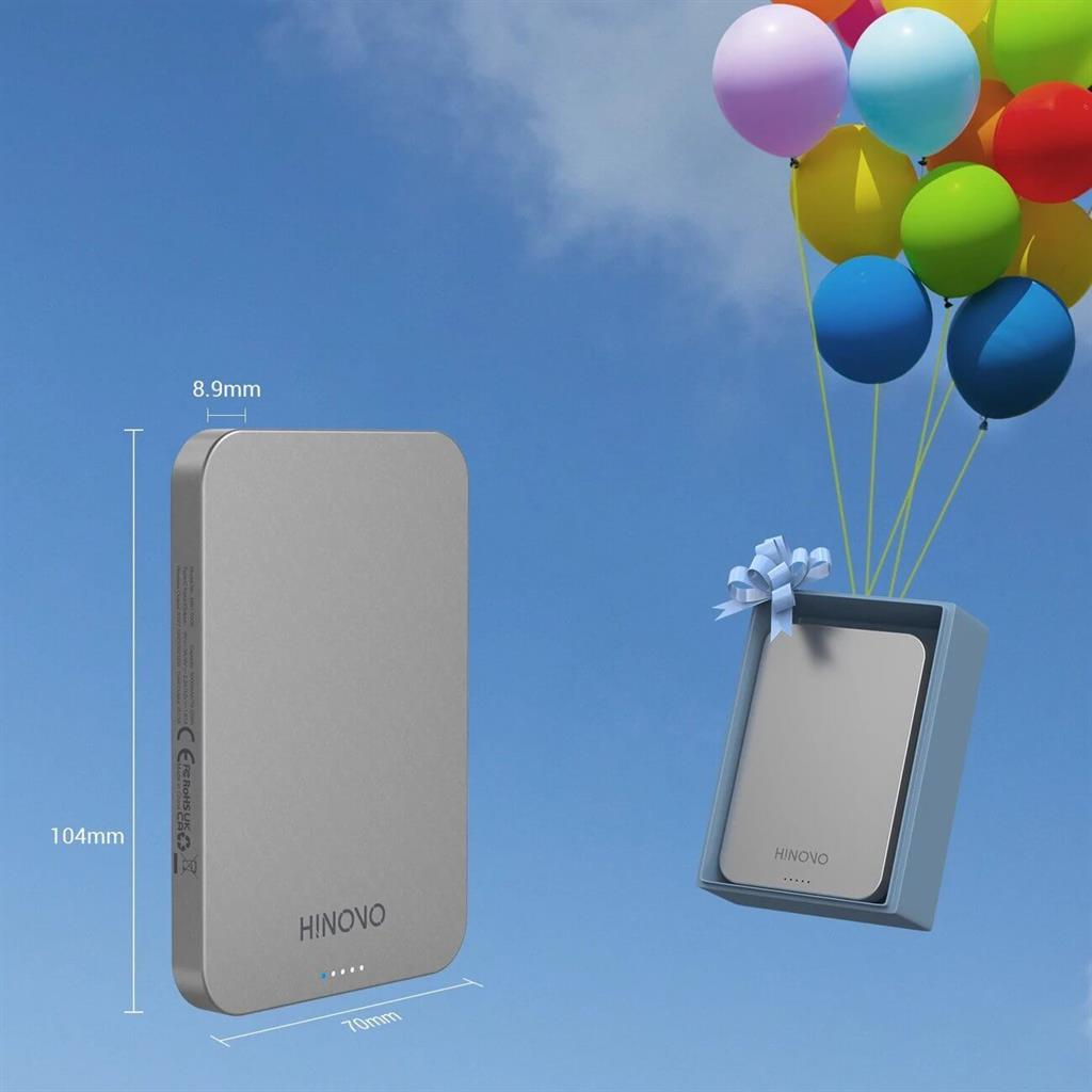 Magsafe Външна Батерия за iPhone, Hinovo MB1-5000, Сив (5)