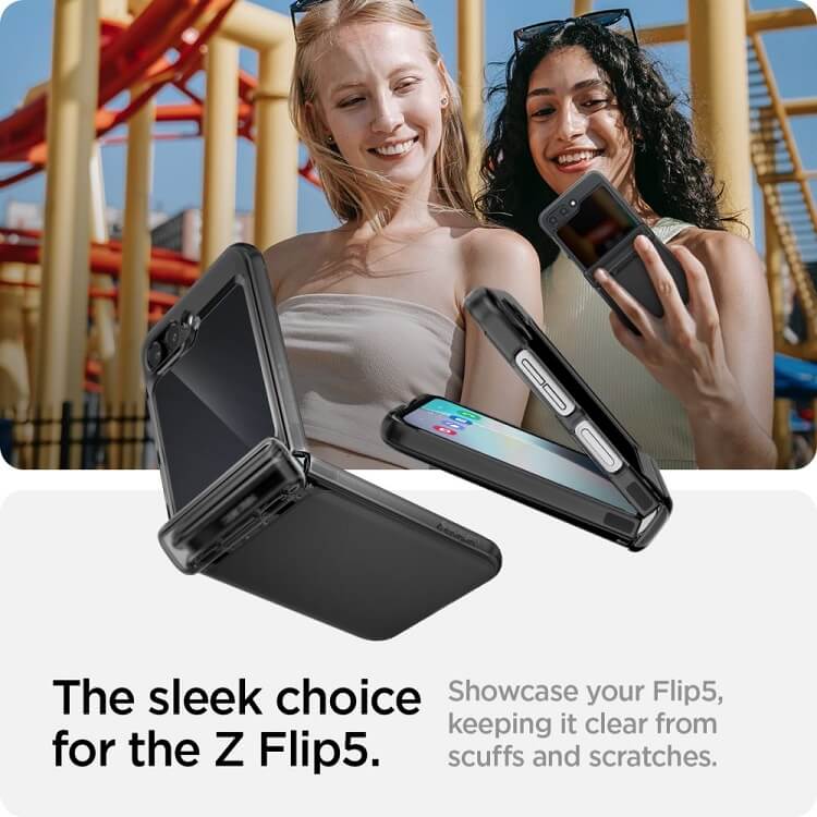 Матов Калъф с Предпазител за Samsung Z Flip 5, Spigen Thin Fit Pro Case, Черен (10)