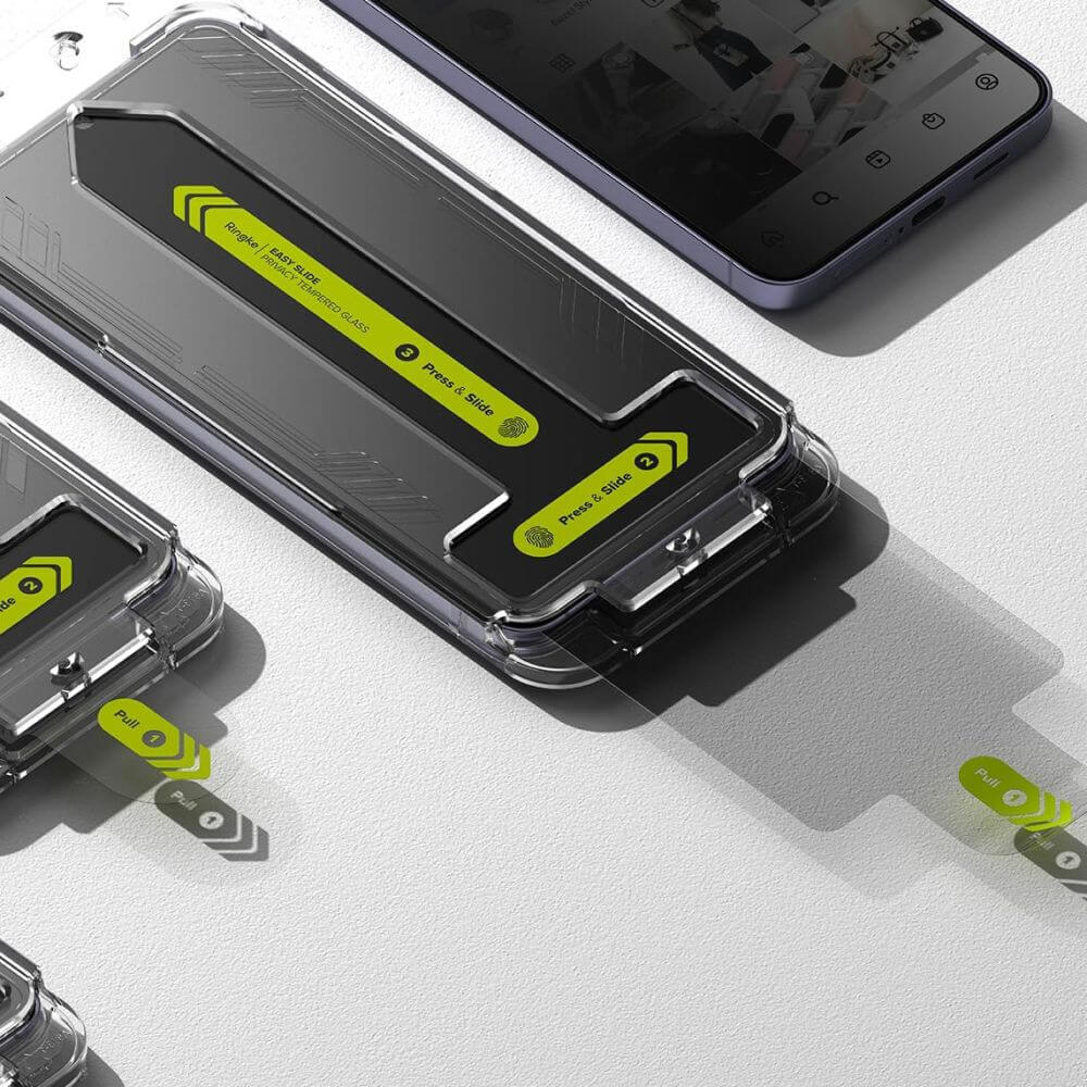 Затъмняващ Протектор за Samsung S24, Ringke Privacy Easy Slide Glass 2бр., Черен (6)